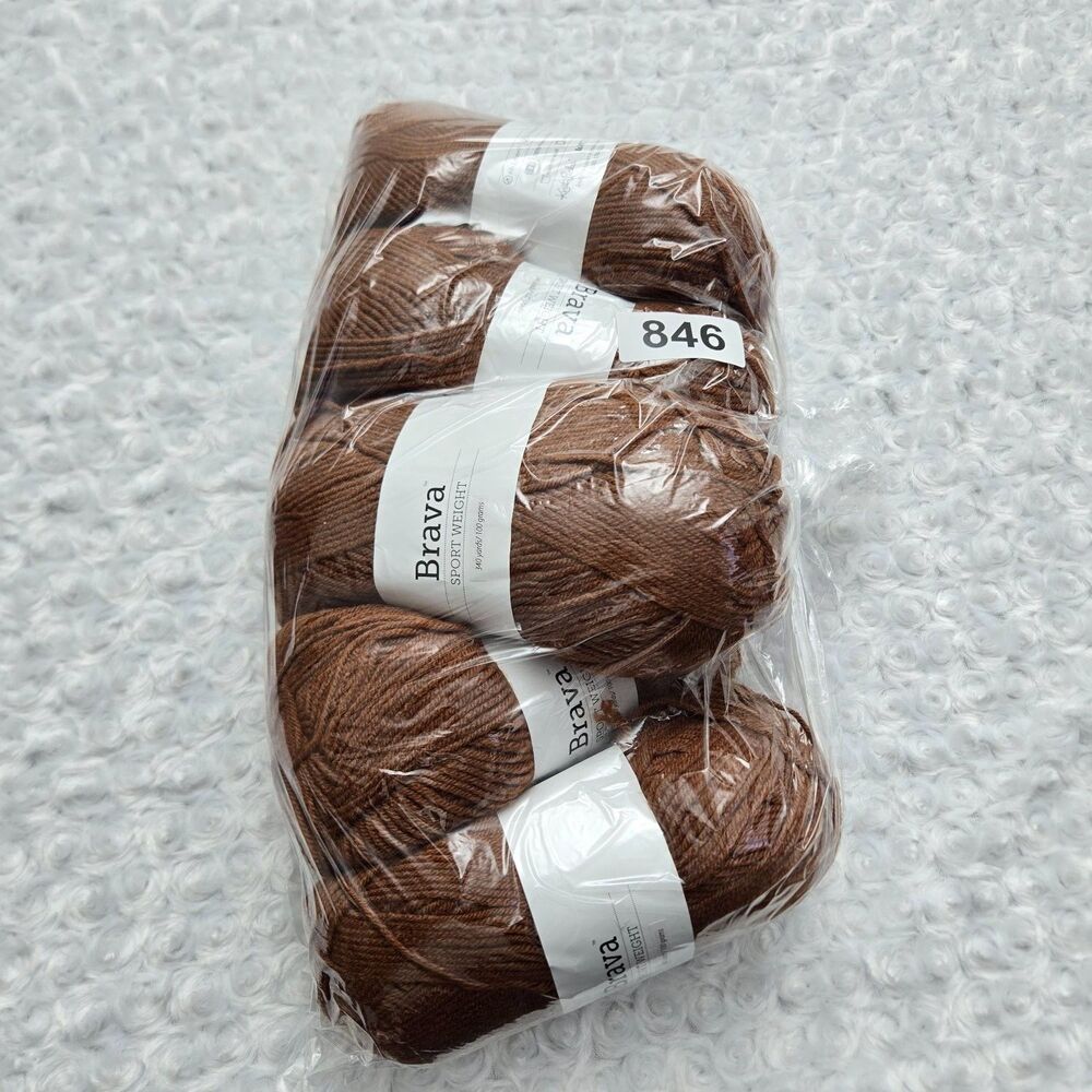 Knit Picks Brava Sport Weight Skein Yarn 5 Skeins Brown New